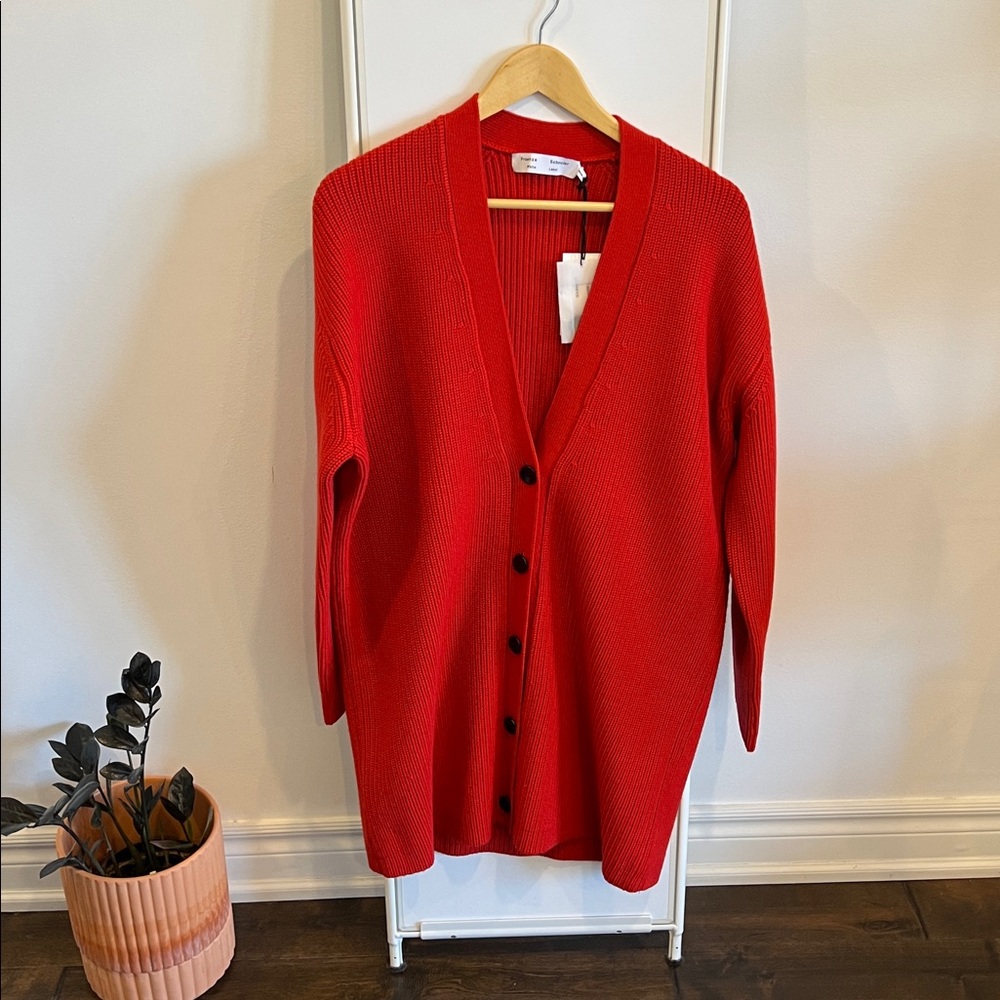 PROENZA SCHOULER CASHFEEL BUTTONED CARDIGAN IN 621 VERMILLION/RED